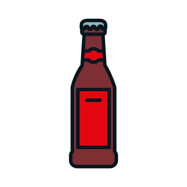 Bier fles icoon, lijn en vul stijl — Stockvector