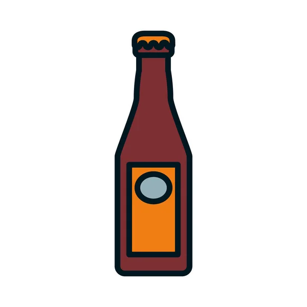 Изображение иконки пивной бутылки, стиль линии и заливки — стоковый вектор