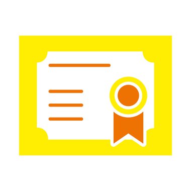 Rozet simgesi olan diploma, düz stil.