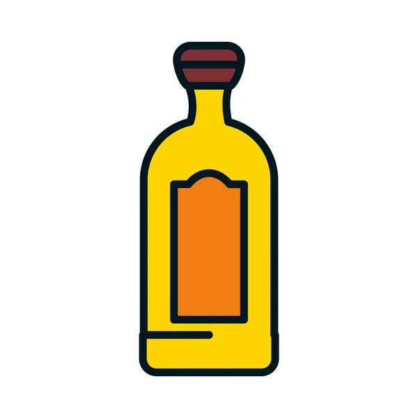 Bottle of tequila icon, line and fill style — Stock Vector