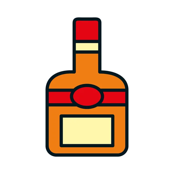 Ícone de garrafa de conhaque, linha e estilo de preenchimento — Vetor de Stock