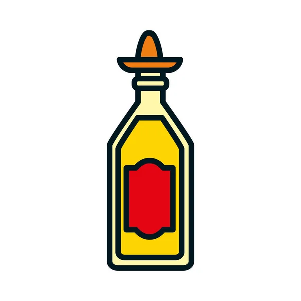 Bouteille de tequila mexicaine icône, ligne et style de remplissage — Image vectorielle