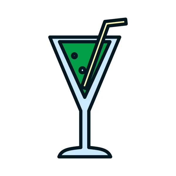 Икона коктейльных напитков, стиль линии и заливки — стоковый вектор