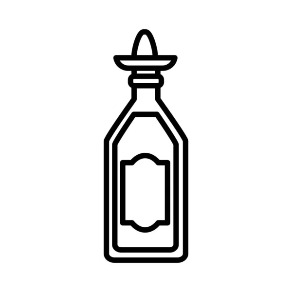 Meksykańska ikona butelki tequili, styl linii — Wektor stockowy