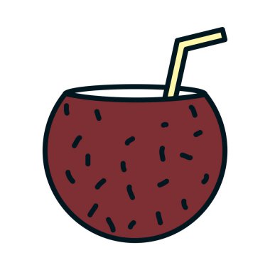 Hindistan cevizi kokteyli ikonu, satır ve doldurma biçimi