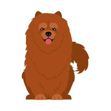 çizgi film chow chow dog simgesi, düz stil