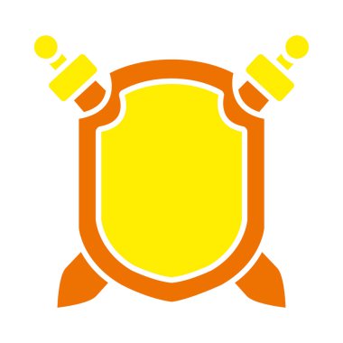 Kılıç ikonlu savaş kalkanı, düz stil