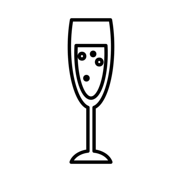 Skleněná ikona šampaňského, liniový styl — Stockový vektor