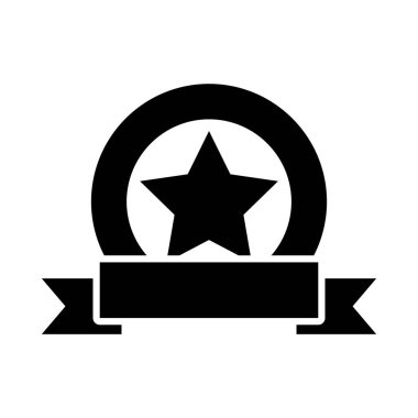 Yıldız ve kurdele ikonlu dekoratif rozet, siluet biçimi