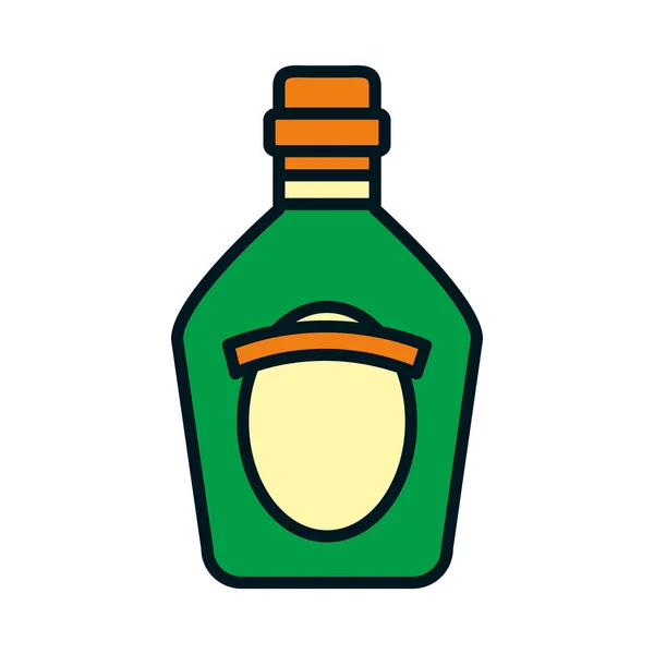 Tequila fles pictogram, lijn en vul stijl — Stockvector