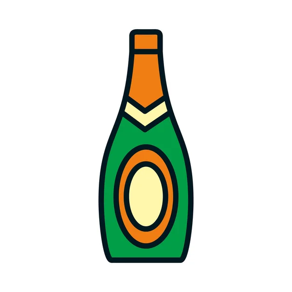 Champagne flaska ikon, linje och fyll stil — Stock vektor