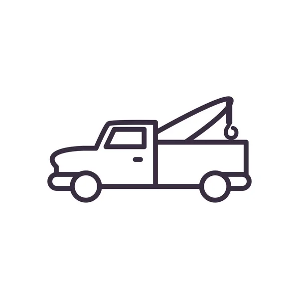 Pickup coche con la línea de grúa icono de estilo de diseño de vectores — Vector de stock