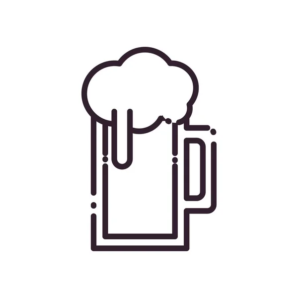 ビールグラスラインスタイルアイコンベクトルデザイン — ストックベクタ