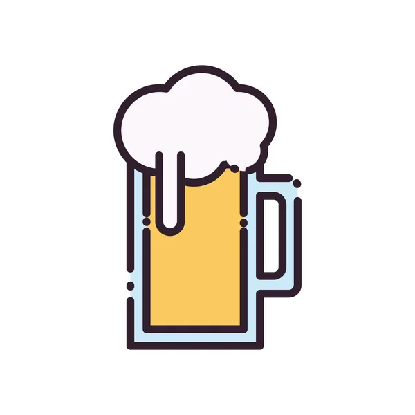 Línea de vidrio de cerveza y diseño de vectores icono de estilo de relleno — Vector de stock