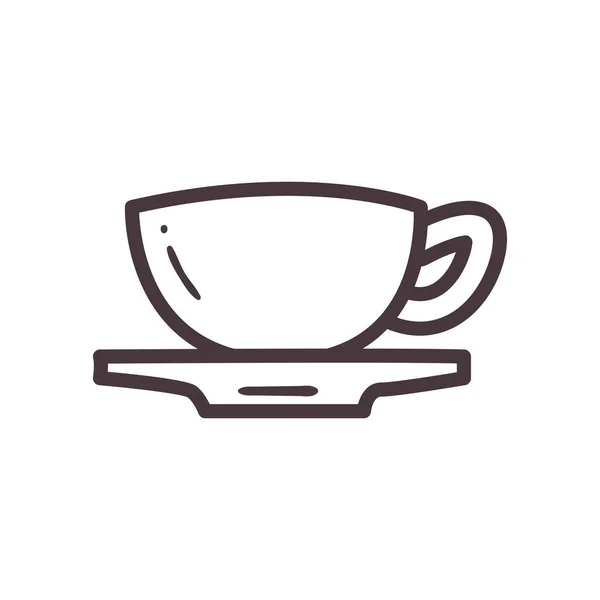 Linha de xícara de chá e design de vetor de ícone de estilo de preenchimento —  Vetores de Stock
