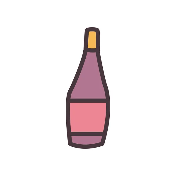 Ligne de bouteille de champagne et design vectoriel icône de style de remplissage — Image vectorielle