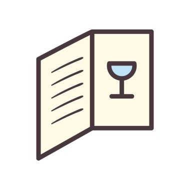 şarap menüsü satırı ve biçim ikonu vektör tasarımını doldur