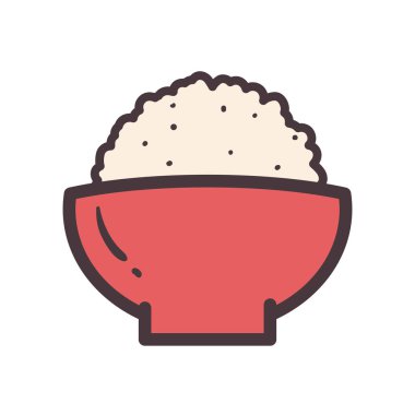 pirinç kasesi çizgisi ve biçim ikonu vektör tasarımını doldur