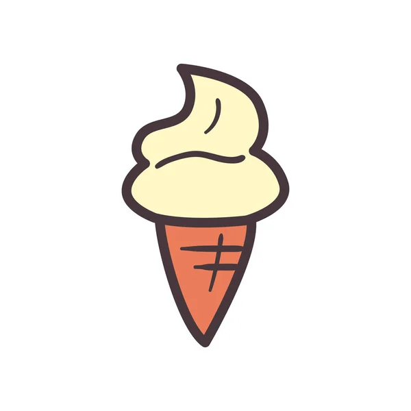 Dondurma külahı çizgisi ve biçim ikonu vektör tasarımını doldur — Stok Vektör