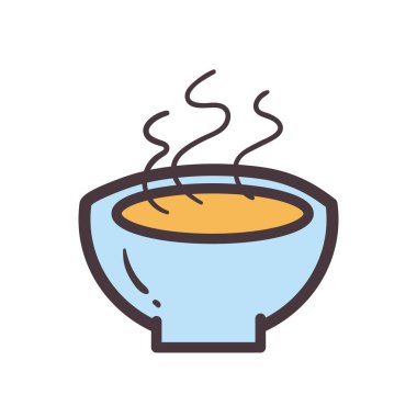 çorba kasesi çizgisi ve biçim ikonu vektör tasarımı