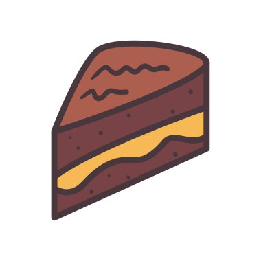 tatlı pasta çizgisi ve biçim ikonu vektör tasarımını doldur