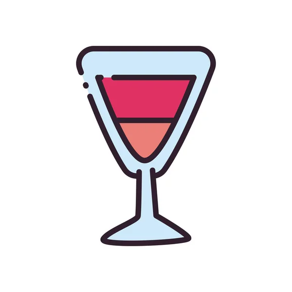Linha de vidro martini cocktail e design de vetor ícone de estilo de preenchimento — Vetor de Stock