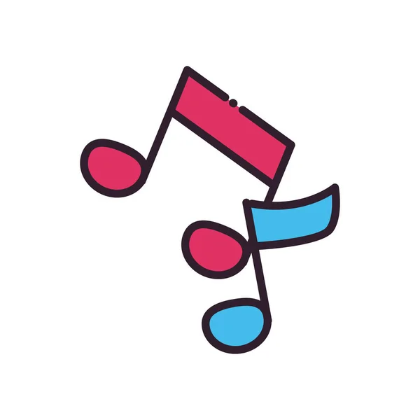 Notes de musique ligne et style de remplissage icône vectoriel design — Image vectorielle