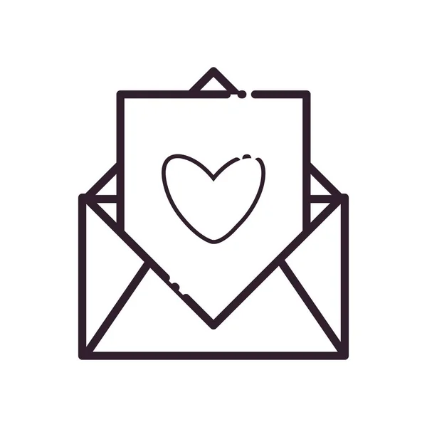 Kärlekskort med hjärta linje stil ikon vektor design — Stock vektor