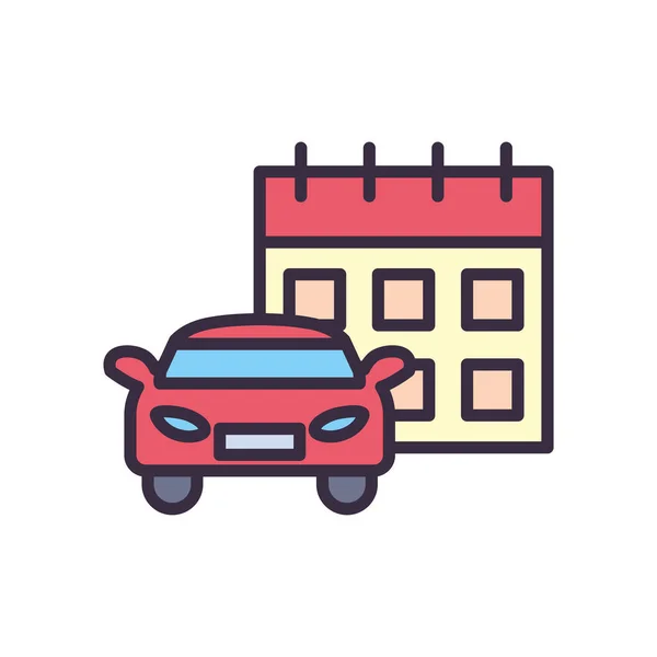 Car with calendar line and fill style icon vector design — Stock Vector