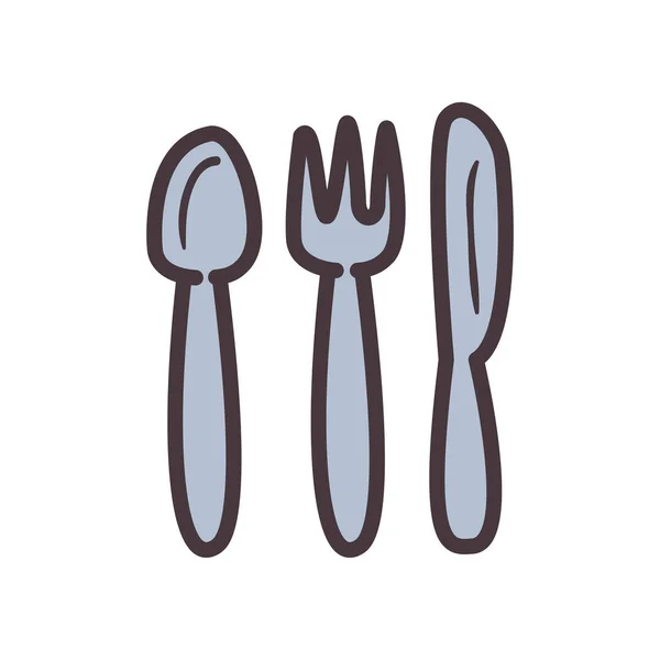 Cutlery line 및 fill style icon vector design — 스톡 벡터