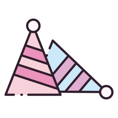 parti çizgili şapka satırı ve biçim ikonu vektör tasarımını doldur