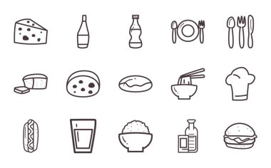 Simge vektör dizaynının yiyecek çizgisi biçimi
