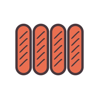 sosisler çizgisi ve biçim ikonu vektör tasarımı