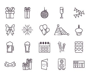 parti satırı biçim simgeleri bohça vektör tasarımı