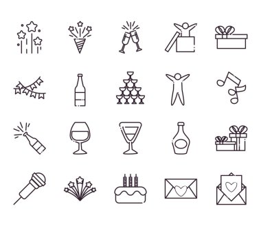 parti satır biçimi simge vektör tasarımı demeti