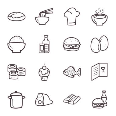 Yemek çizgisi biçim simgeleri koleksiyon vektör tasarımı