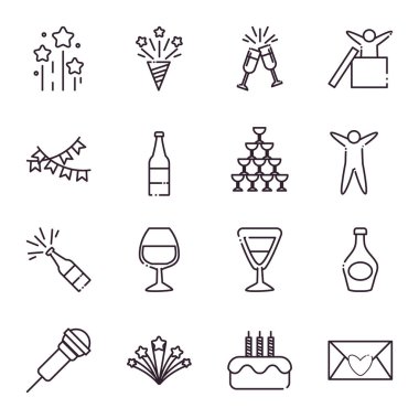 parti satır biçimi ikon vektör tasarımı koleksiyonu