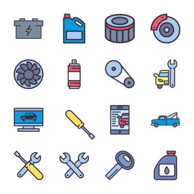 onarım servisi ve otomobil hattı ve biçim ikonu vektör tasarımını doldur