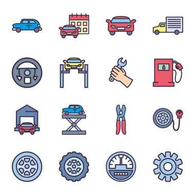 onarım servisi ve otomobil hattı ve biçim ikonu vektör tasarımını doldur