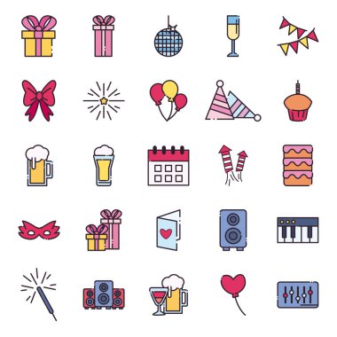 parti çizgisi ve doldurma biçim sembolleri vektör tasarımı ayarla