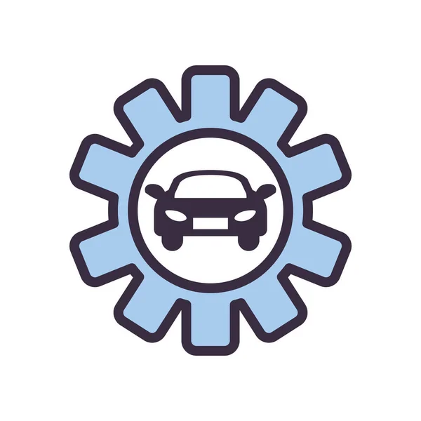 Car inside gear line and fill style icon vector design — Stock Vector