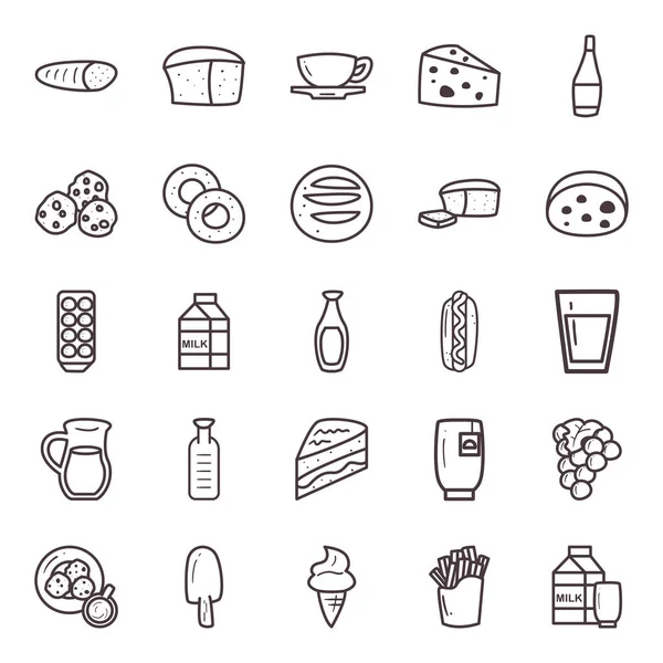 Iconos de estilo de línea de alimentos grupo vector de diseño — Archivo Imágenes Vectoriales