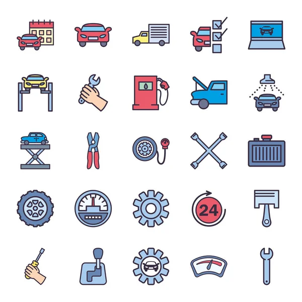 onarım servisi ve otomobil hattı ve biçim ikonu vektör tasarımını doldur