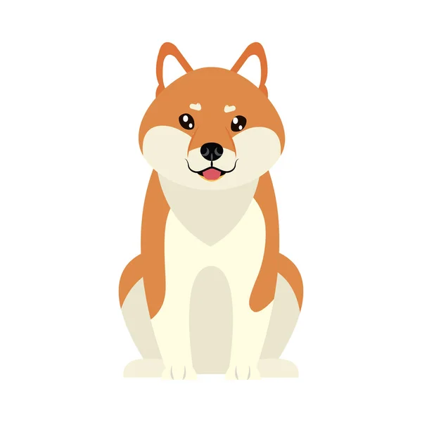 Mignonne icône de chien akita, style plat — Image vectorielle