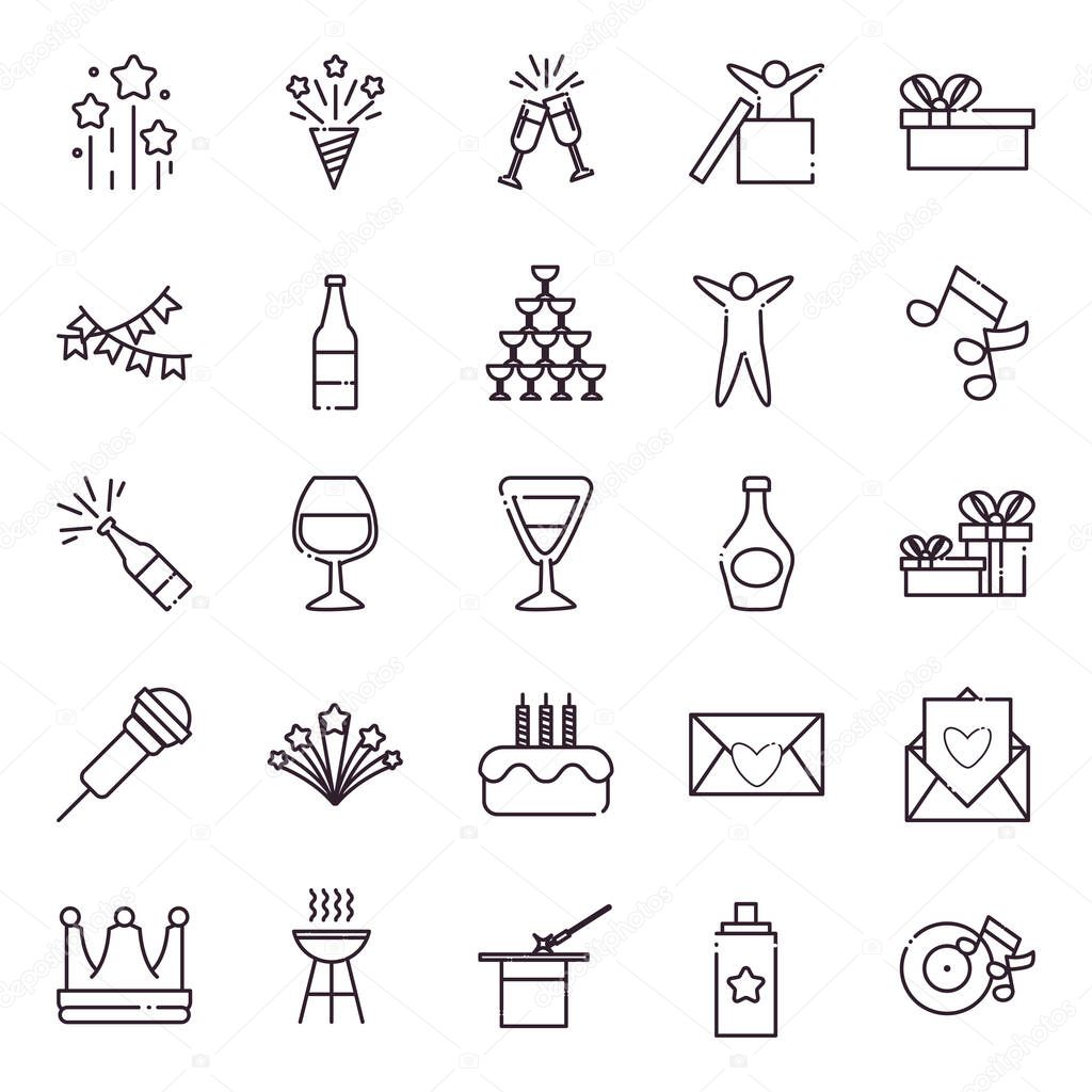 party line style icons group vector design