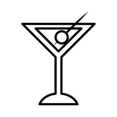 Martini kokteyli ikonu, çizgi tarzı.