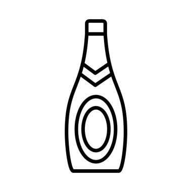 Şampanya şişesi ikonu, çizgi tarzı.