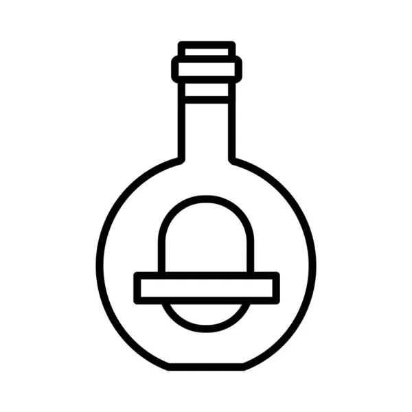 白兰地瓶图标,线条风格 — 图库矢量图片