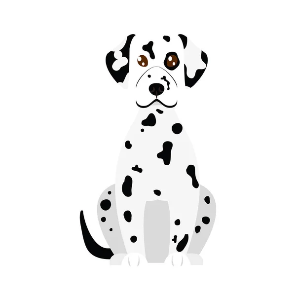 Cute dalmatian dog icon, flat style — Stock Vector