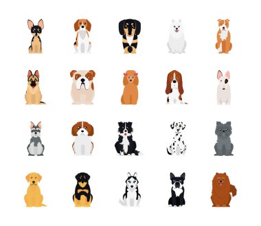 Pinscher ve köpek ikonu, düz stil